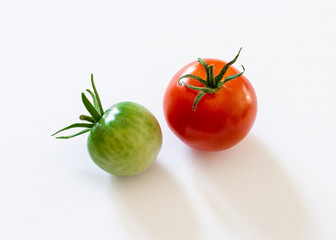 small cherry tomatoes on white background