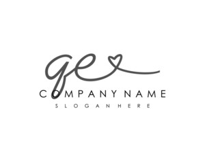 QE Initial handwriting logo vector