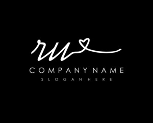 RU Initial handwriting logo vector