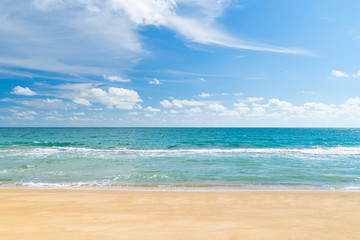 Fototapeta na wymiar Tropical beach with clouds and blue sky. Beautiful beach at Thailand.