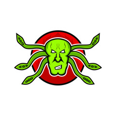 alien head with tentacles mascot