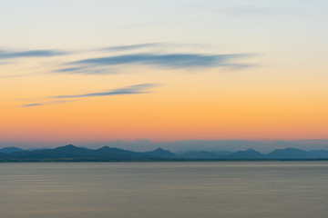 Landscape beautiful nature of river with mountain background at twilight.
