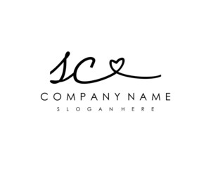 SC Initial handwriting logo vector