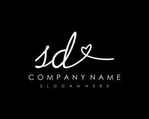 SD Initial handwriting logo vector