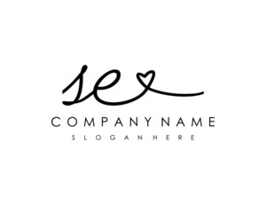 SE Initial handwriting logo vector