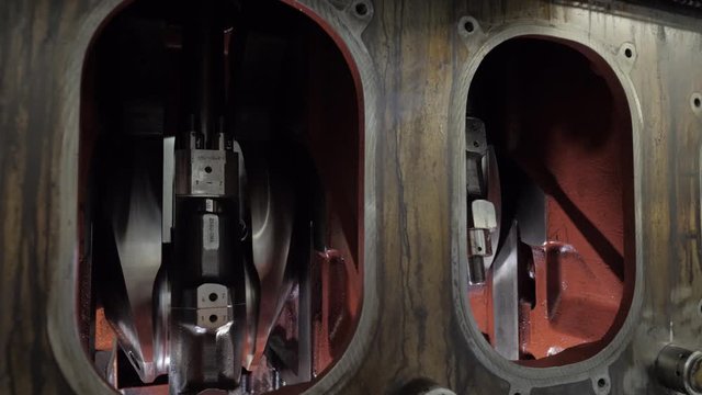 Crankshaft in crankcase of diesel engine
