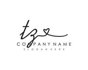 TZ Initial handwriting logo vector