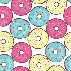 Colourful cute donut seamless pattern - 284968369