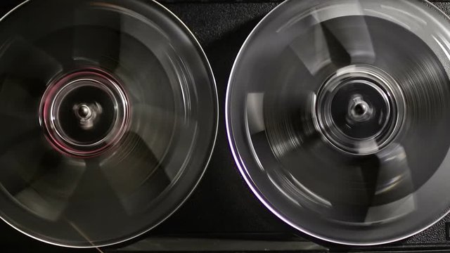 Vintage reel tape recorder Rewind tape