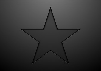Black star shape on dark background. Tech modern geometric design. Vector illustration