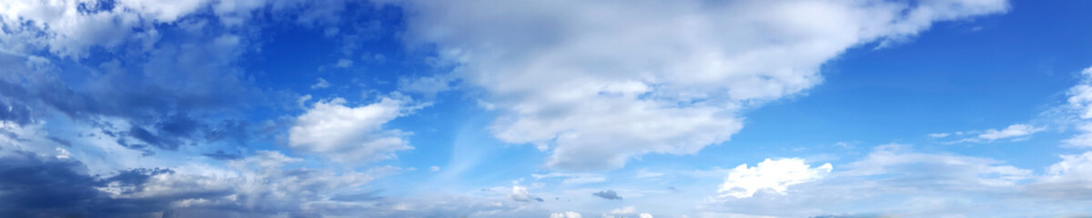 Panorama sky with cloud on a sunny day. Beautiful cirrus cloud.