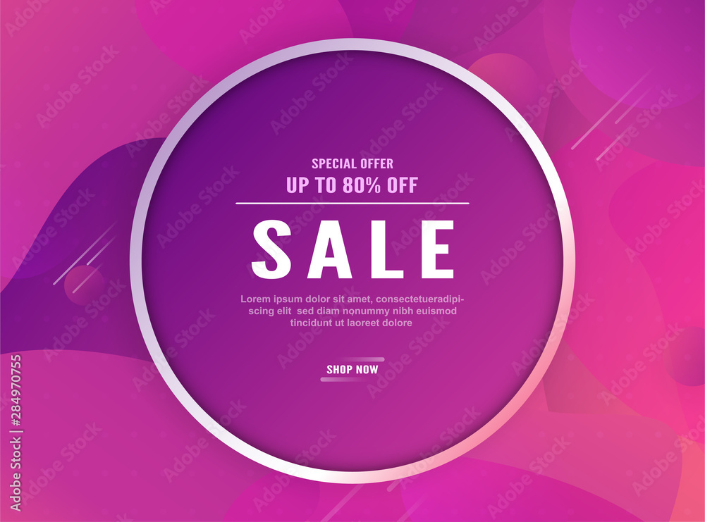 Sticker modern abstract gradient background in liquid and fluid style. trend design of the world. 3d illustr