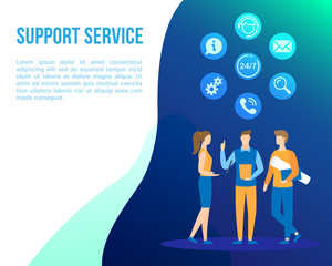 support office web call center people flat vector