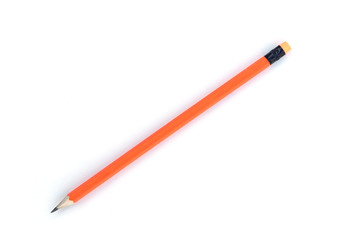 orange color pencil on white background