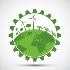 Ecology and Environmental Concept,Earth Symbol With Green Leaves Around Cities Help The World With Eco-Friendly Ideas