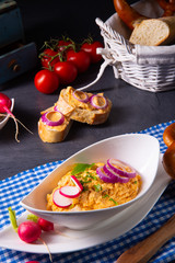 The perfect Bavarian obazda with radishes and onions