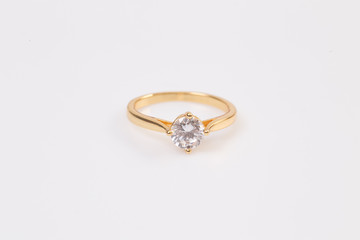 Gold diamond ring isolated on white background