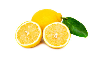 lemons fresh Half slice isolated on white background
