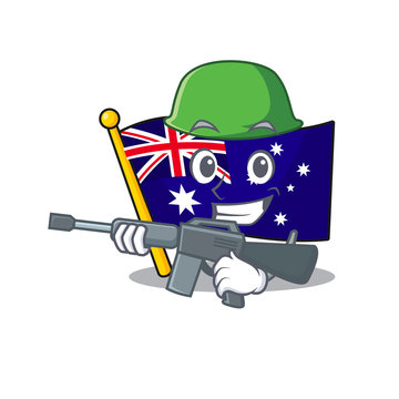 Army Australian Flag Clings To Cartoon Wall