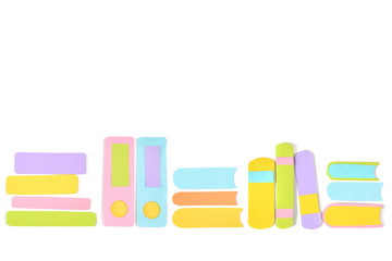 Stack of books paper cut on white background - isolated