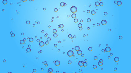 上がっていく泡(青グラデーション背景)　炭酸　ソーダ	　水中
