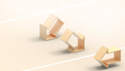 Arrows and the finish line of the winner and the idea leaders in the modern business Concept  Modern Art  Orange paste  color background - 3D rendering