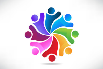 Logo teamwork business people unity partners web vector image