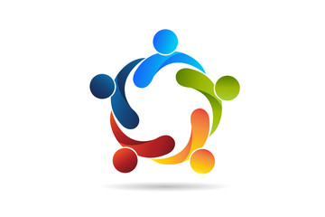 Logo teamwork business people unity partners icon vector web image