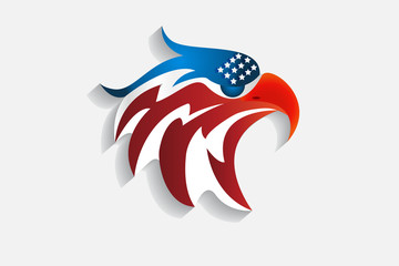 Obraz premium Logo Bald Eagle American Flag Vector Web Image