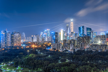 Shenzhen rapid development in the city, busy data network space