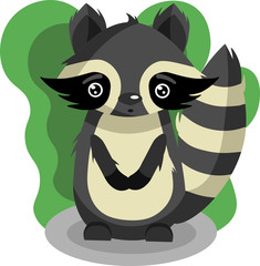 Isolated cute raccoon. cartoon raccoon in a flat style. 