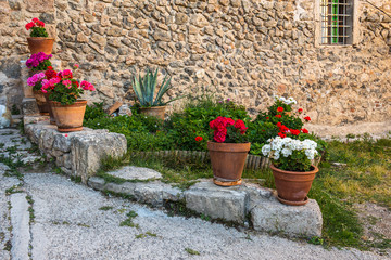 Naklejka premium medieval street in Valdemossa, Spain