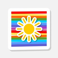 Sun sticker icon isolated on color background. Sun icon simple sign