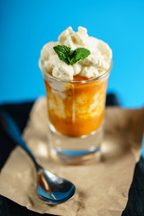 dessert with whipped cream