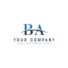 Initial letter BA, overlapping movement swoosh horizon logo company design inspiration in blue and gray color vector