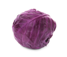 Obraz premium Whole ripe red cabbage on white background