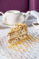 caramel cake in the restaurant