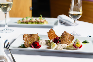gourmet salad in the restaurant