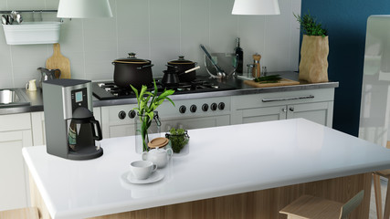 Interior poster mock up living room with colorful white sofa . 3D rendering.