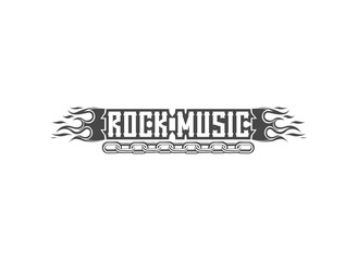 Vector logo of rock music. Text for decoration. Concept graphic design for emblem. Element for template of label,  poster or print for t-shirt.