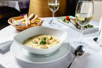 fish soup in the restaurant