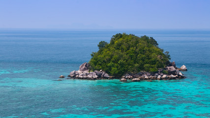 Beautiful landscape of tropical island with clear water and blue sky in Summer. Koh Lipe, Satun, Southern of Thailand. Travel and holiday vacation background concept.