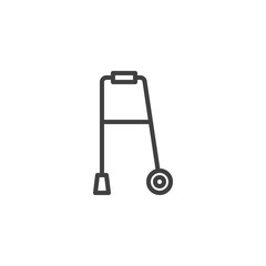 Walker for disabled line icon. linear style sign for mobile concept and web design. walker with wheels outline vector icon. Symbol, logo illustration. Vector graphics