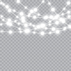 Christmas lights isolated realistic design elements. Vector.