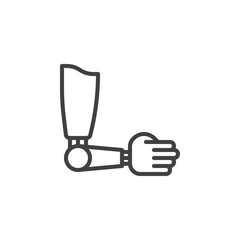 Artificial prosthesis hand line icon. linear style sign for mobile concept and web design. Prosthesis arm outline vector icon. Symbol, logo illustration. Vector graphics