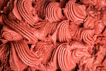 Top view of homemade strawberry ice cream.
