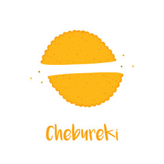 Vector illustration, icon of chebureki, deep-fried pastry or turnover, national dish of crimean tatar cuisine.