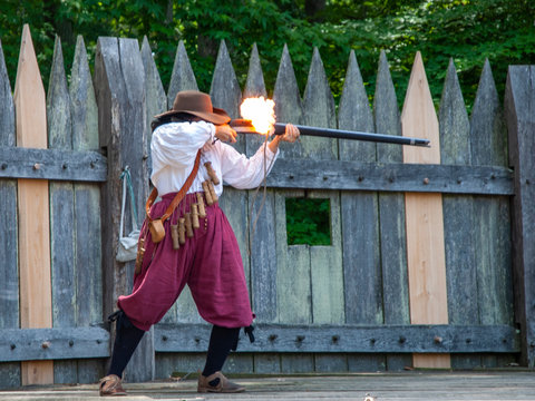 Jamestown rifleman firing