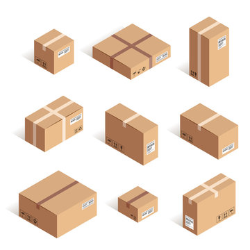 Isometric delivery carton box set