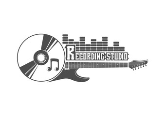 Fototapeta na wymiar Vector graphic logo concept. Recording studio. Symbol emblem, el